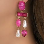 Megan Pearl Earrings (Pink)
