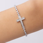 Sydney Crystal Cross Bracelet (Silver)