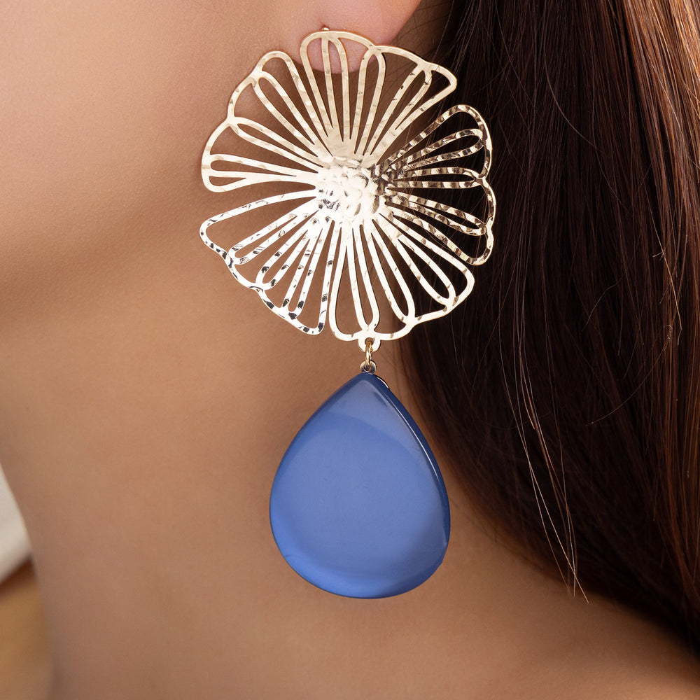 Yasmeena Flower Earrings (Blue)