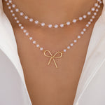 Bow & Pearl Layer Necklace