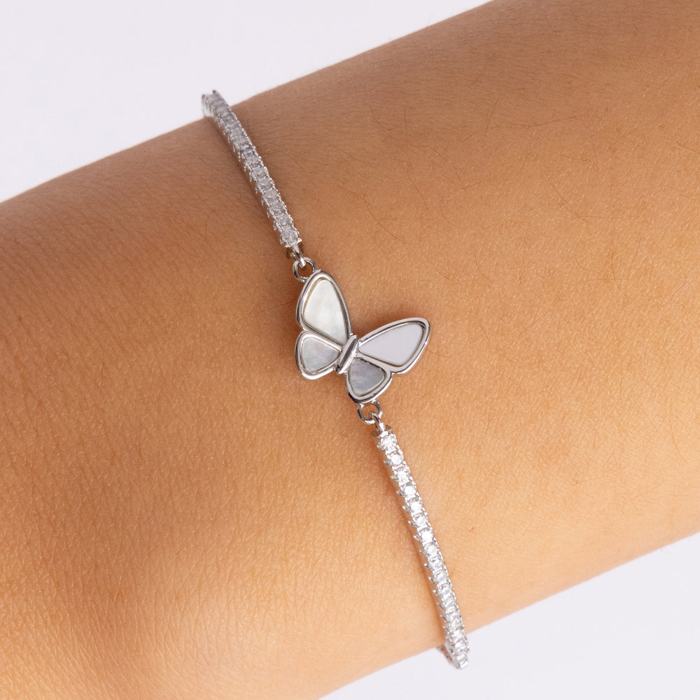 Crystal Abby Butterfly Bracelet (Silver)