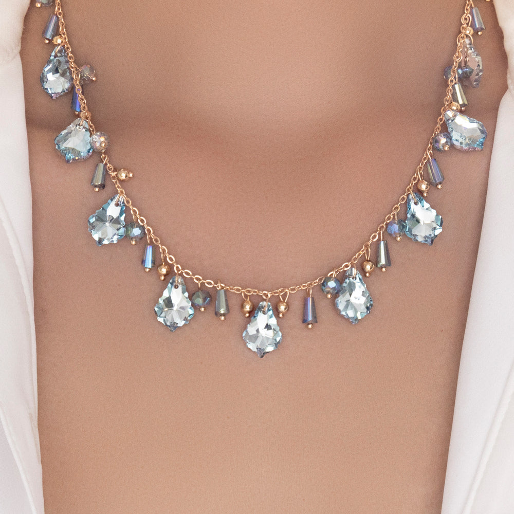 Crystal Cami Drop Necklace (Turquoise)