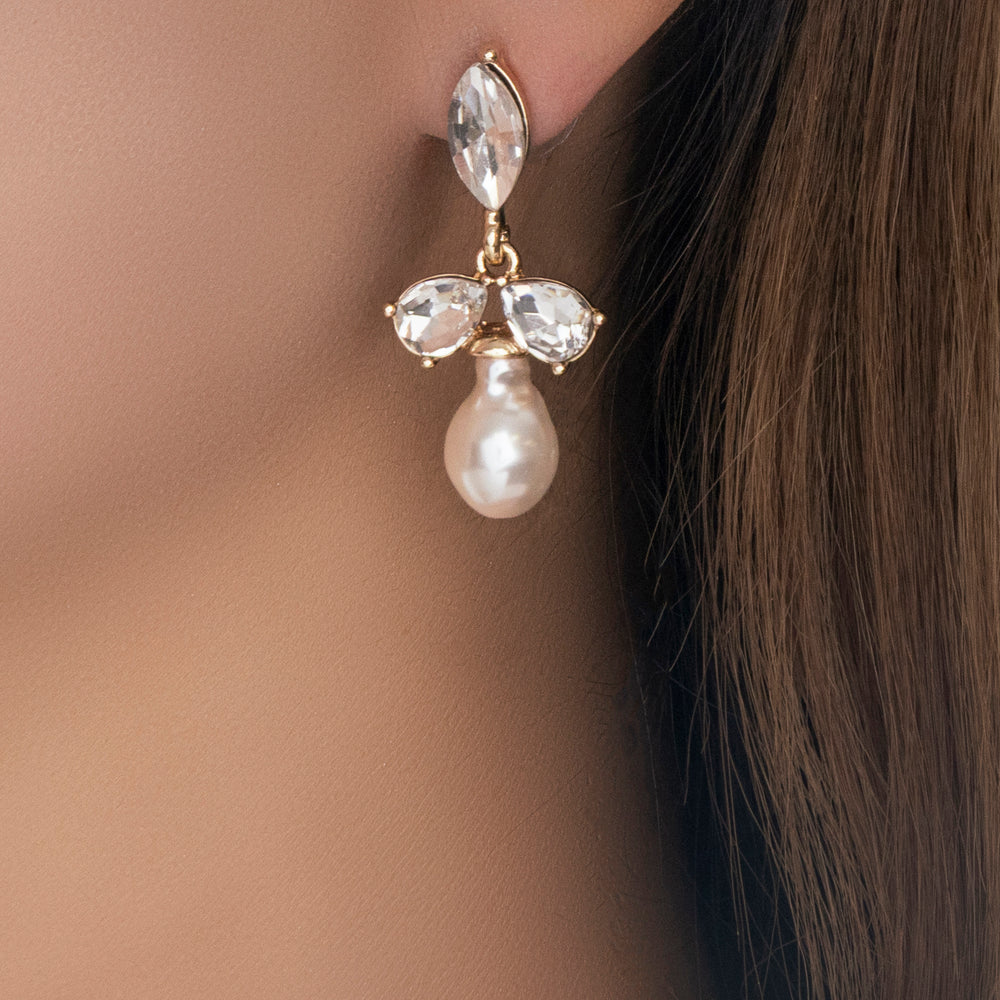 Crystal Pearl Drop Earrings