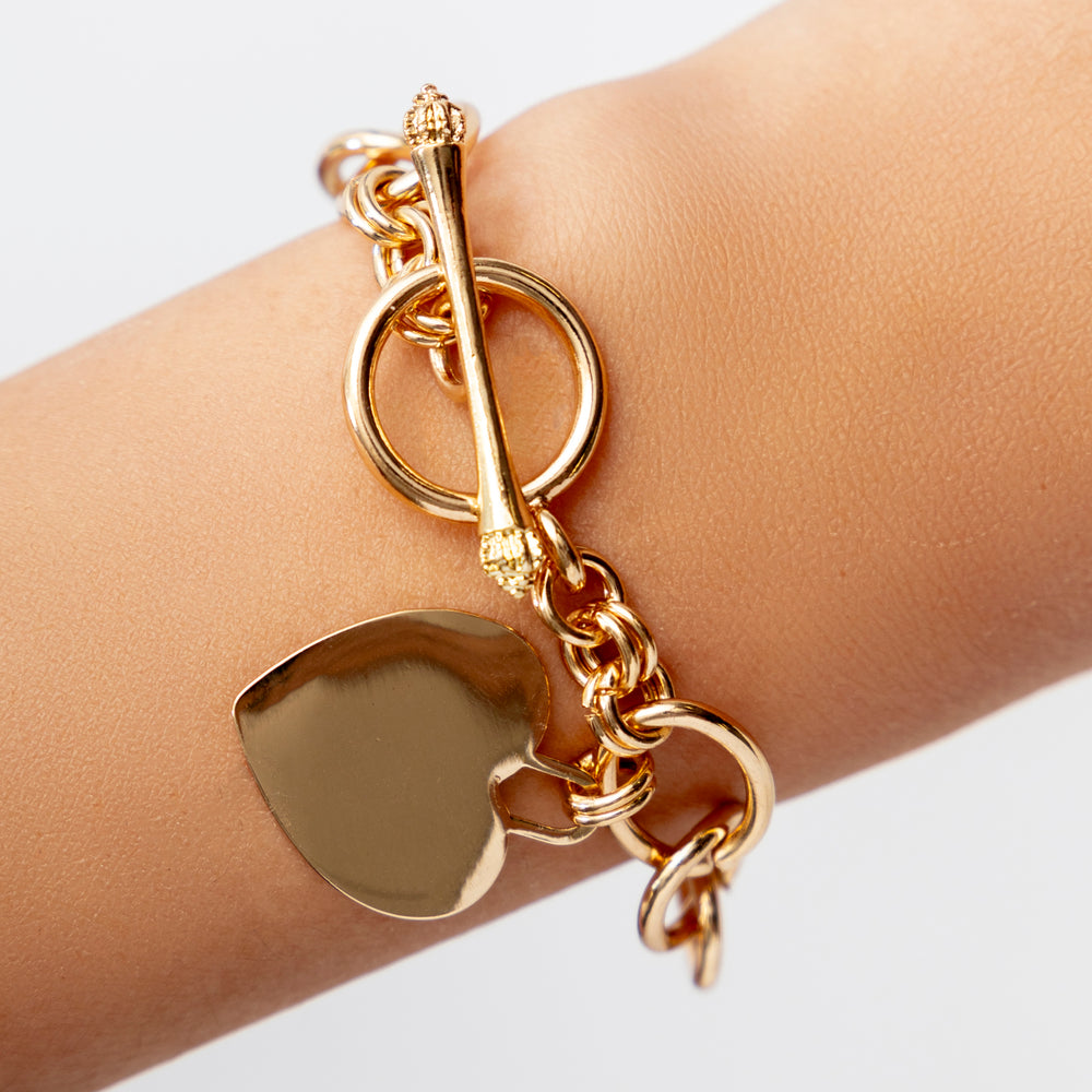 Gold Heart Charm Bracelet