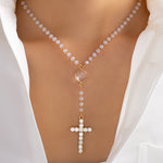 Edith Cross Necklace (White)