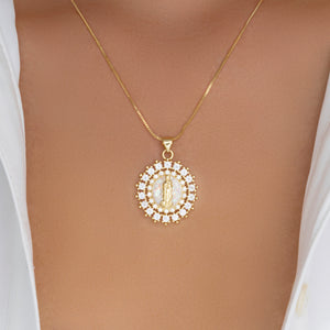 Iridescent Mary Necklace (White)