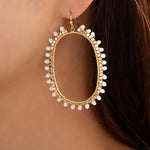 Oval Bead Earrings (White)