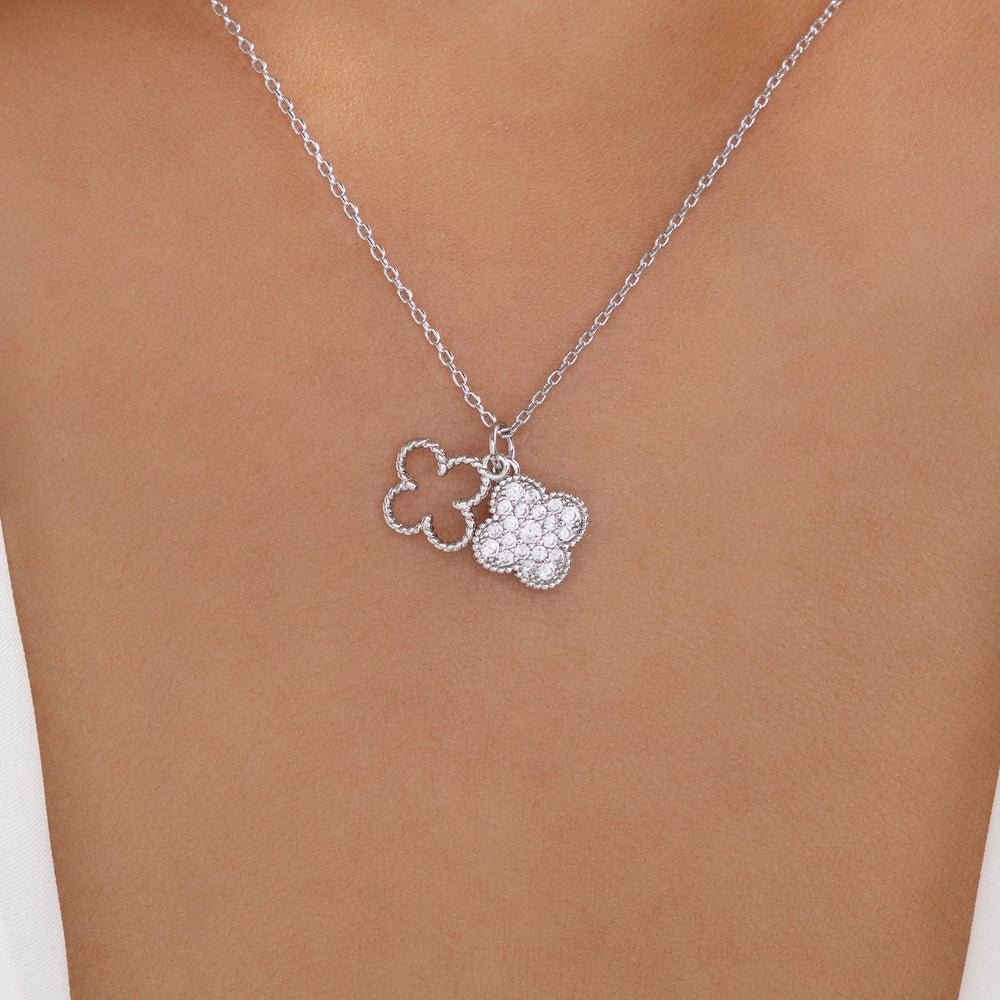 Crystal Double Steffy Necklace (Silver)
