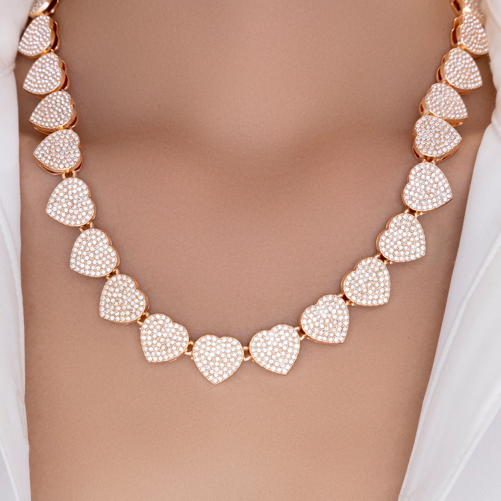 Crystal Heart Row Necklace