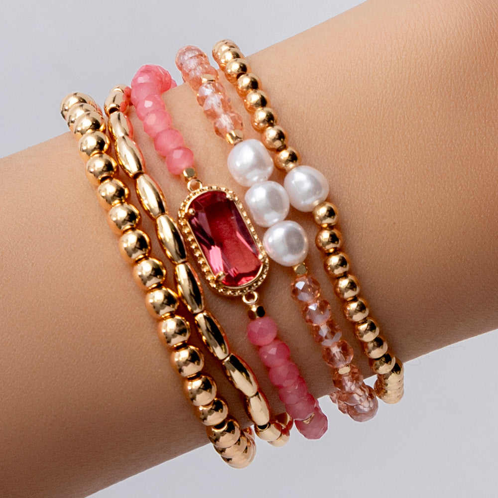 Jody Bead Bracelet Set (Pink)