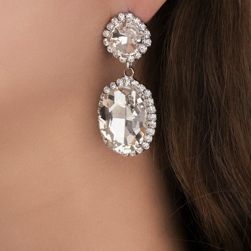Crystal Petra Earrings (Silver)