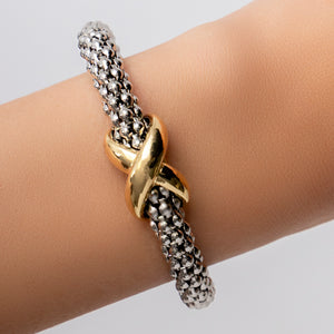 Silver & Gold Bold X Cuff