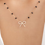 Bead & Bow Necklace (Black)