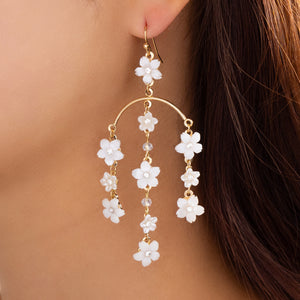 White Flower Drop Earrings