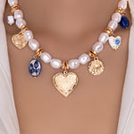 Blue & Heart Locket Necklace