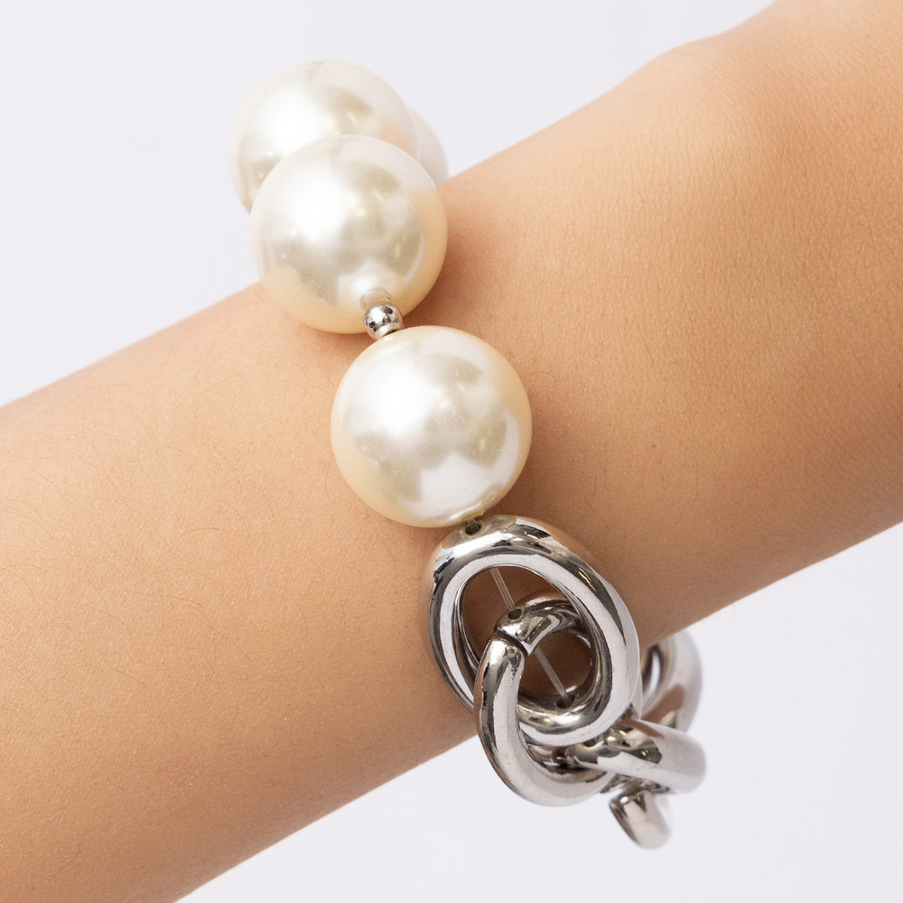 Pearl & Link Bracelet (Silver)