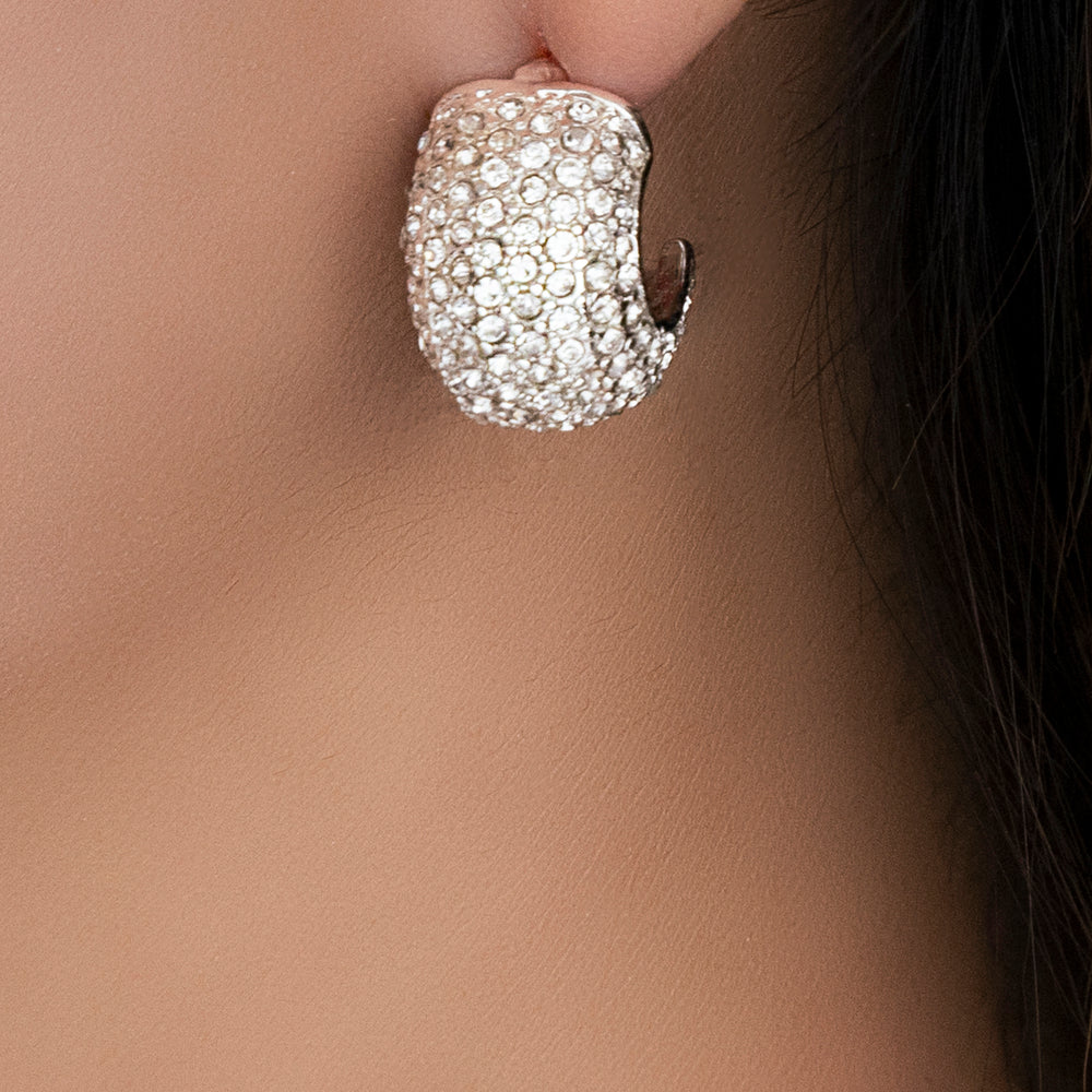 Silver Crystal Tess Hoops