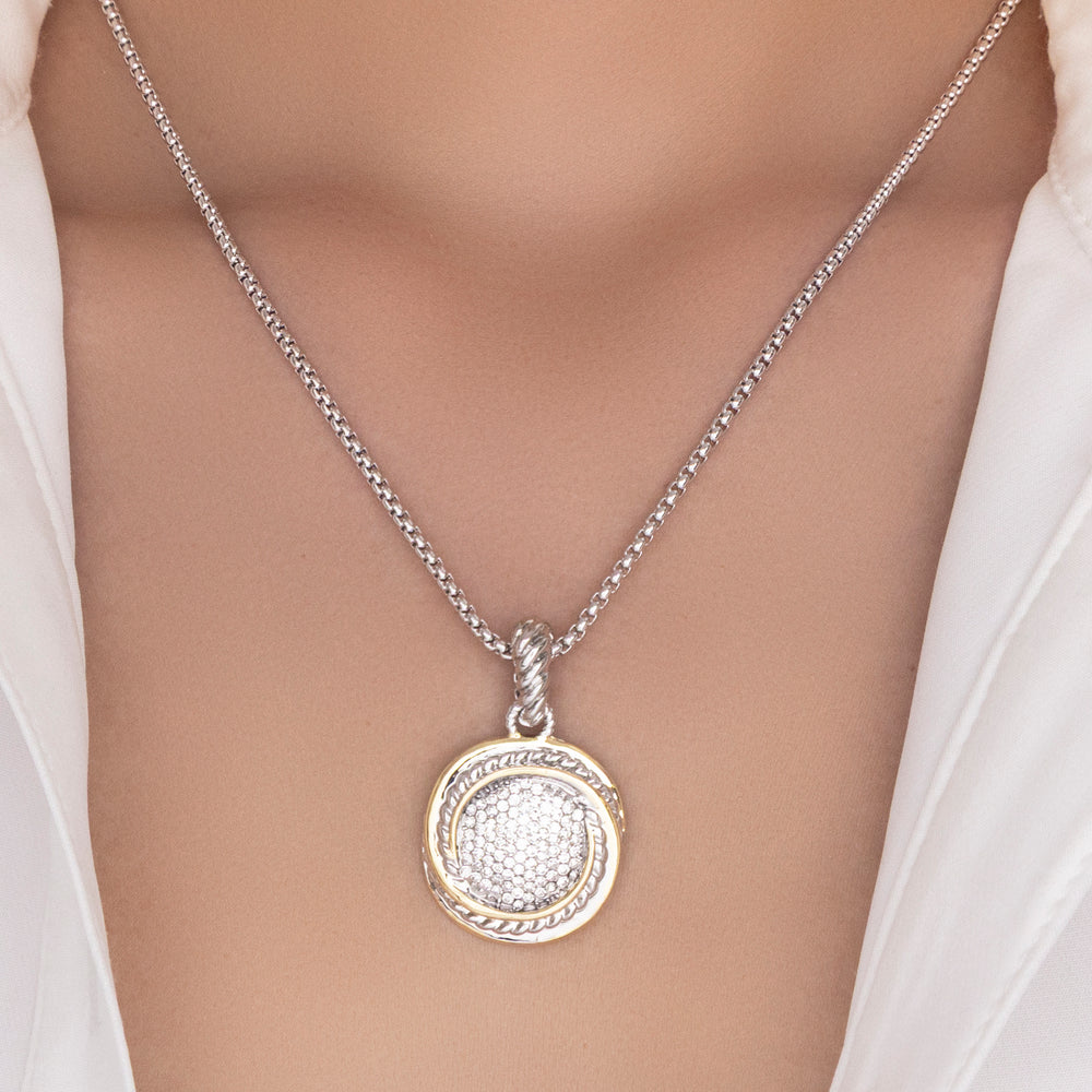 Silver & Gold Crystal Pendant Necklace