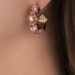 Pink Crystal Hoops