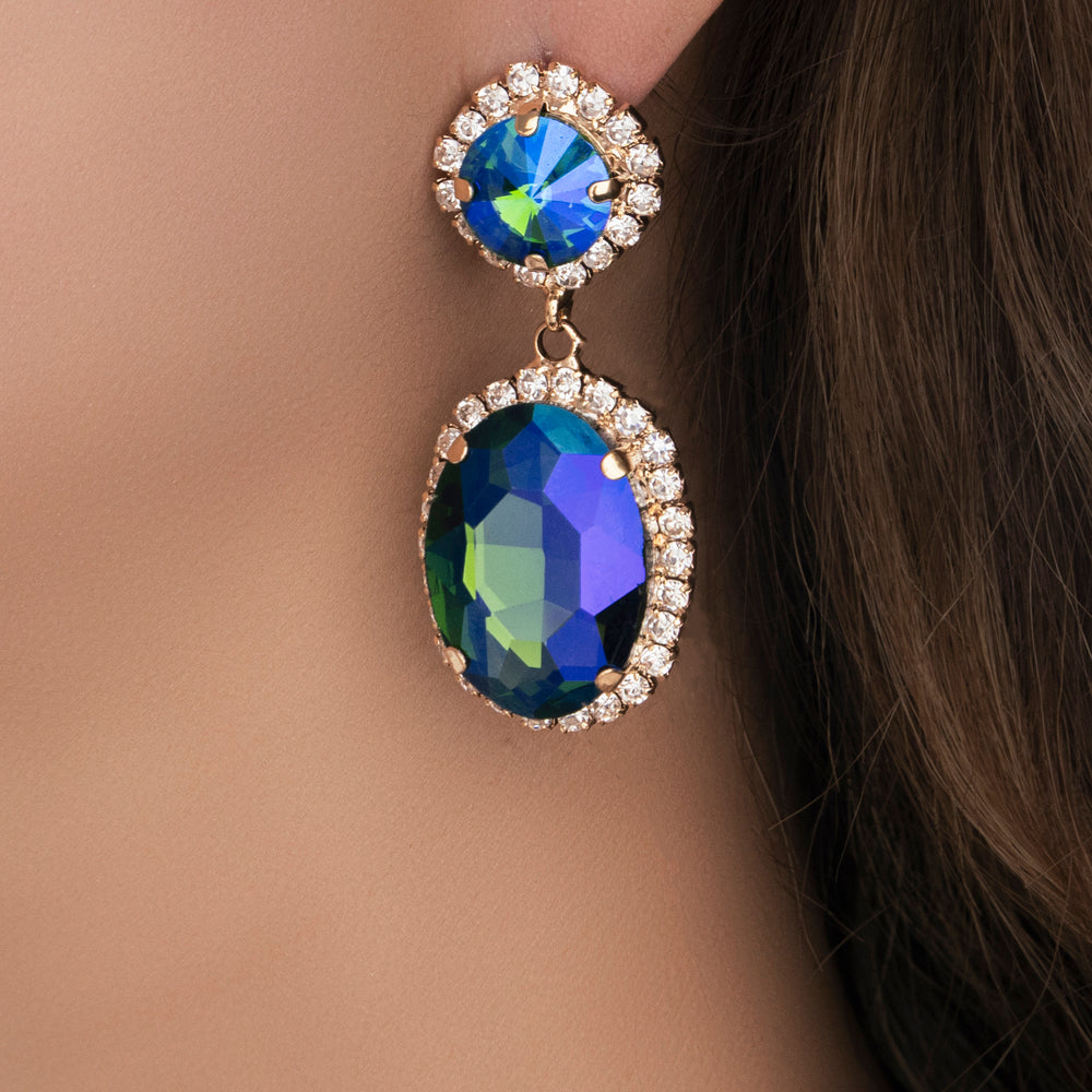 Crystal Petra Earrings (Blue/Green)