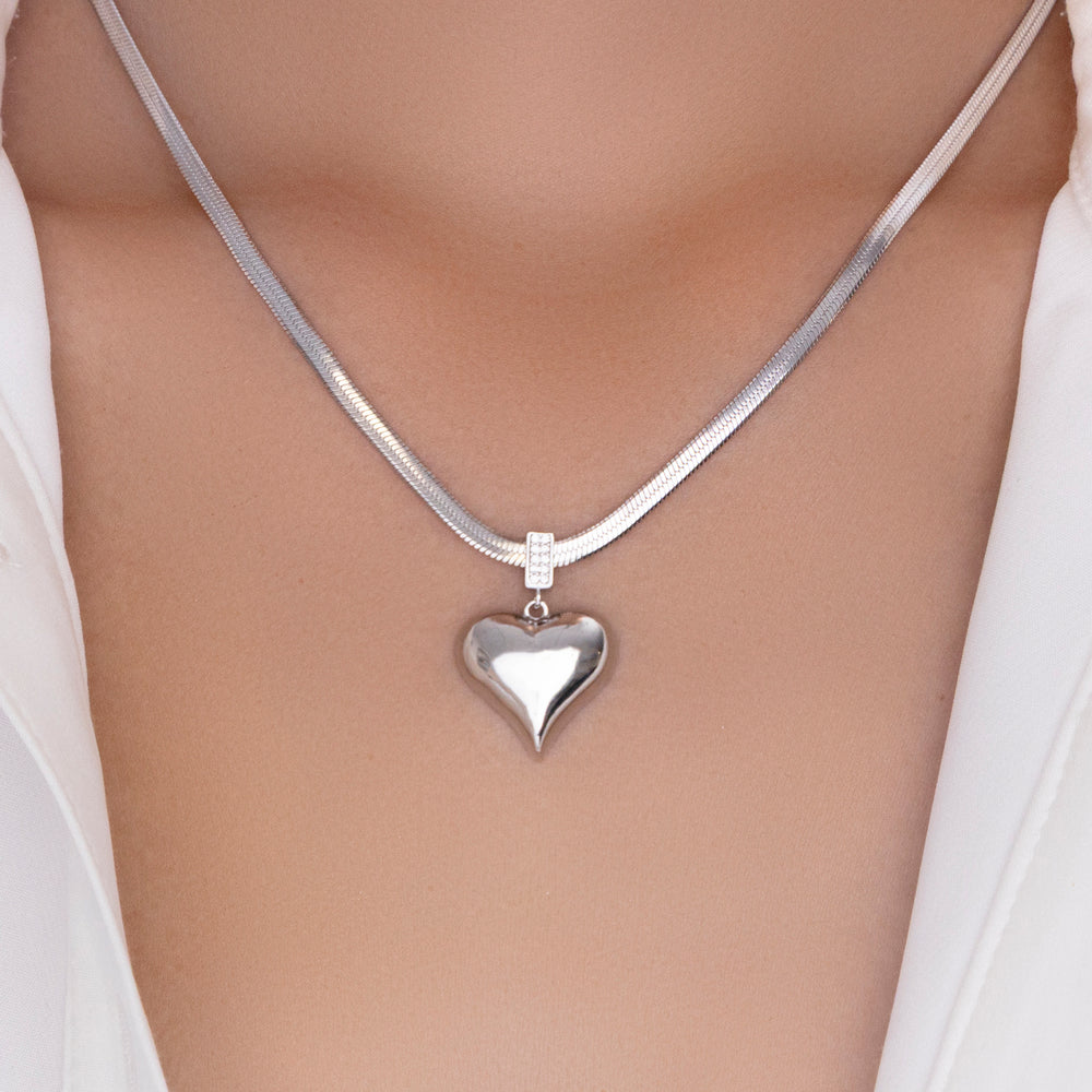 Christina Heart Necklace (Silver)