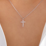 Crystal Brenda Cross Necklace (Silver)