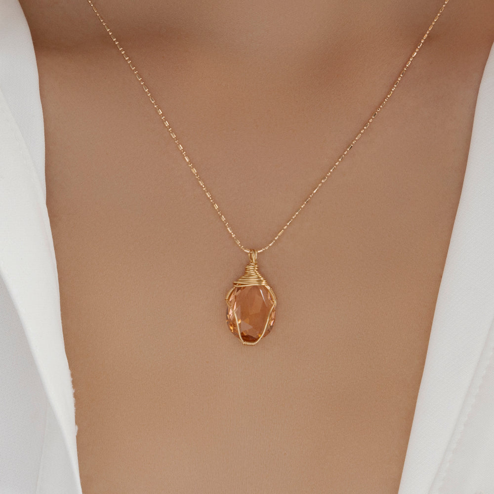Crystal Danny Pendant Necklace (Coral)