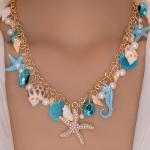 Delilah Shell Necklace (Blue)