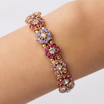Crystal Declan Flower Bracelet (Pink/Purple)