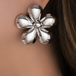 Bold Flower Earrings (Silver)