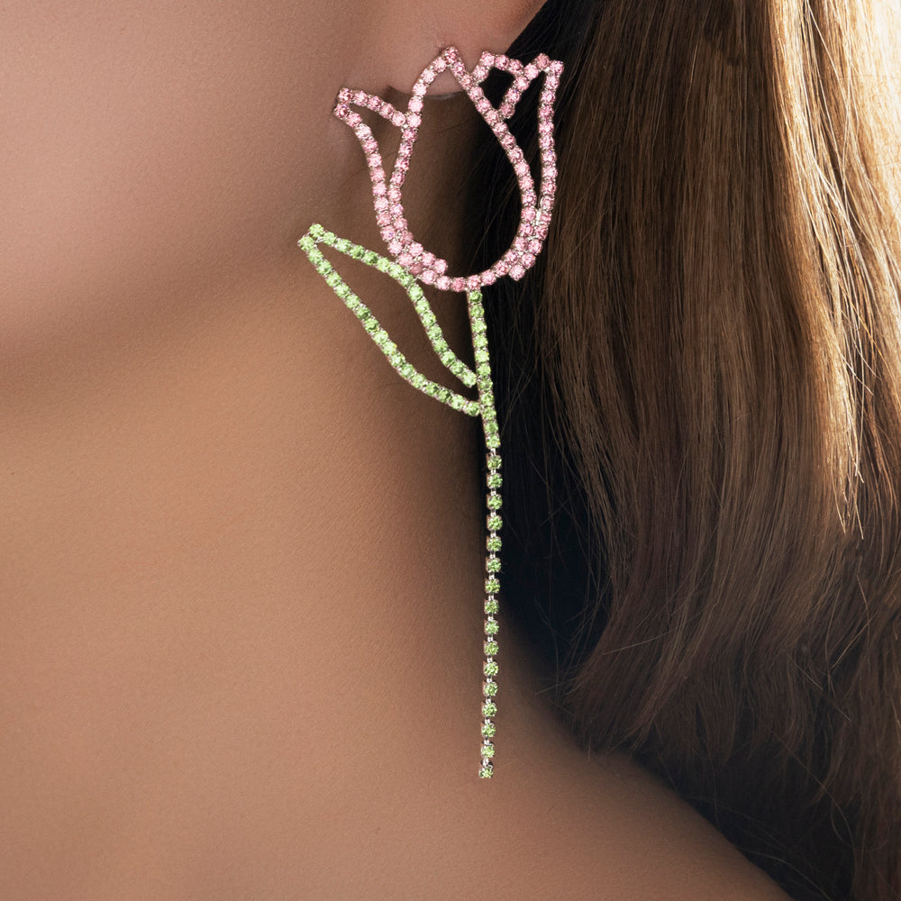 Crystal Rose Drop Earrings