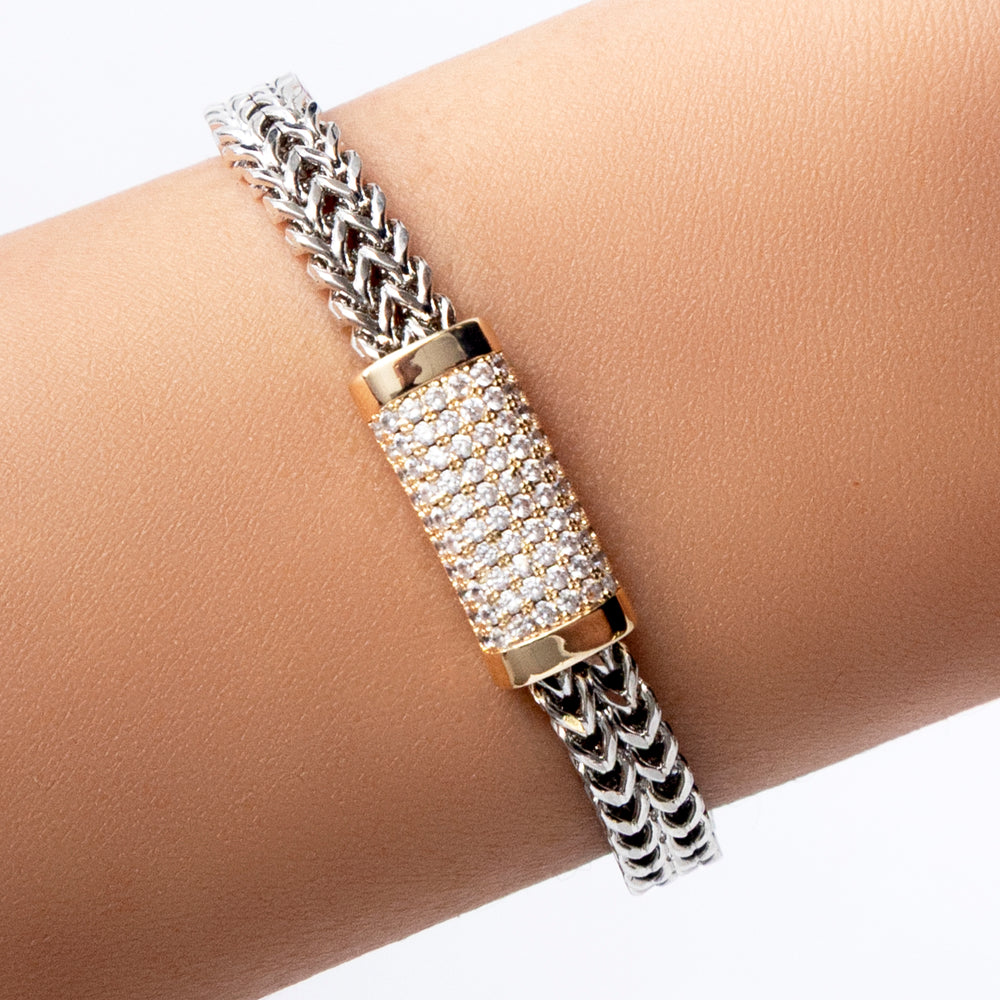 Crystal Bar Bracelet (Silver & Gold)