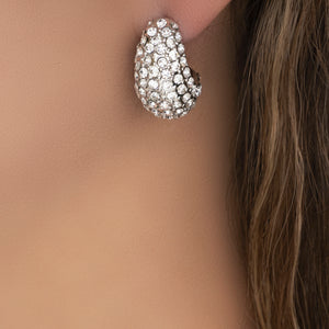 Crystal Piper Hoops (Silver)