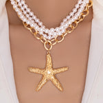 Bold Starfish & Pearl Necklace Set