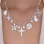 Renee Cross Charm Necklace (Silver)