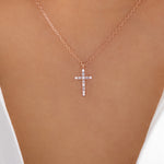 Crystal Brenda Cross Necklace (Rose Gold)
