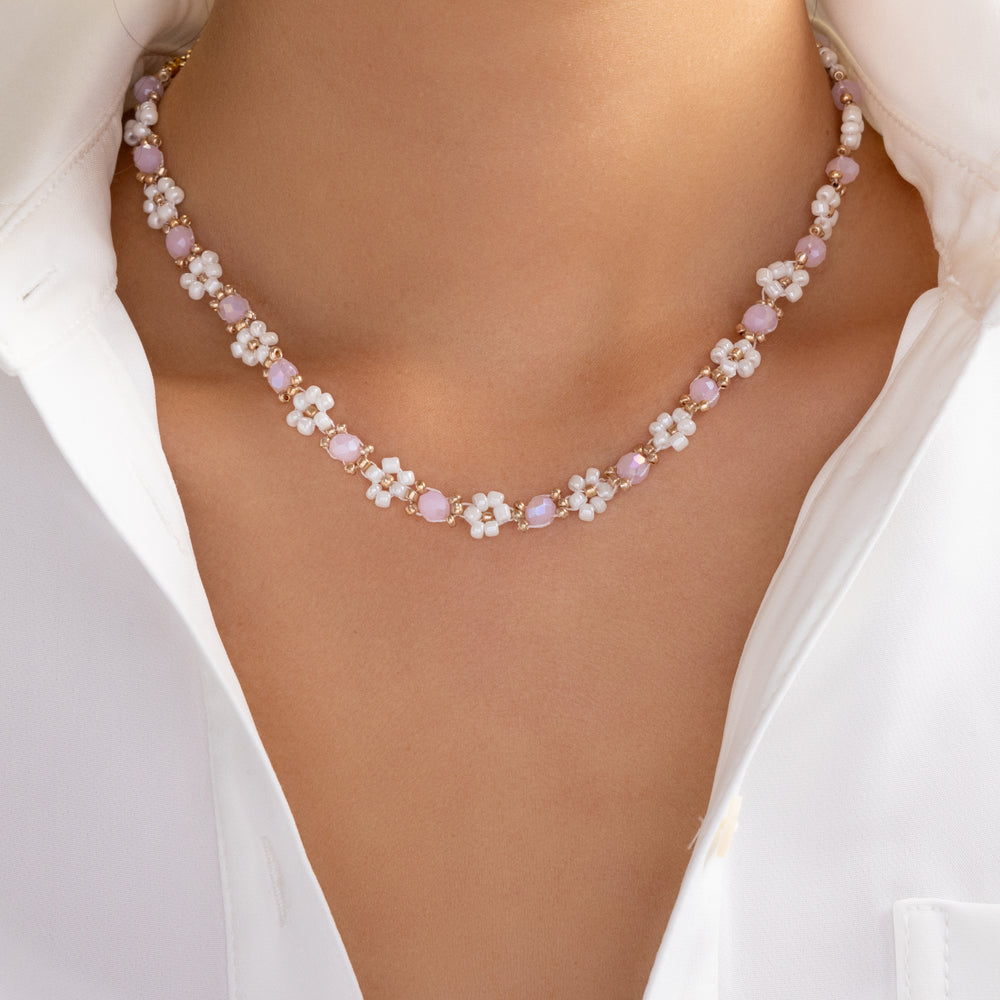 Selena Flower Necklace (Pink)