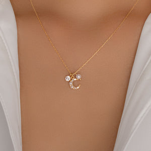 Pearl Moon Charm Necklace