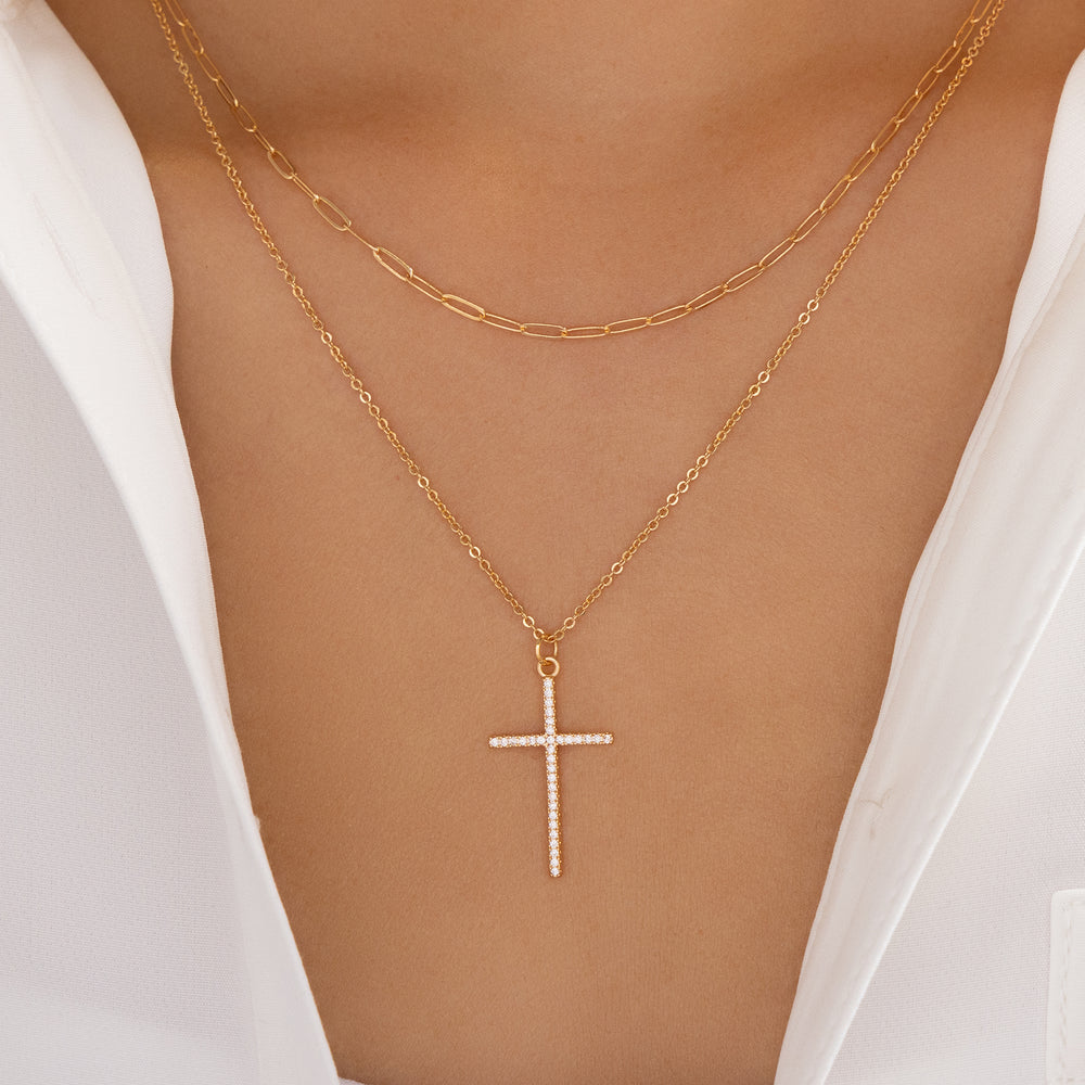Crystal Cross Link Necklace