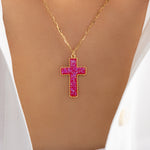 Jenna Cross Necklace (Pink)