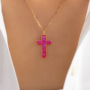 Jenna Cross Necklace (Pink)