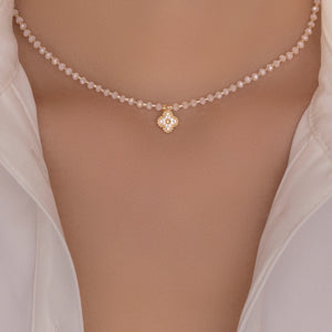Beaded Crystal Steffy Necklace (White)