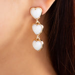 Heart Drop Earrings (White)
