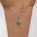 Helena Crystal Steffy Necklace (Turquoise)