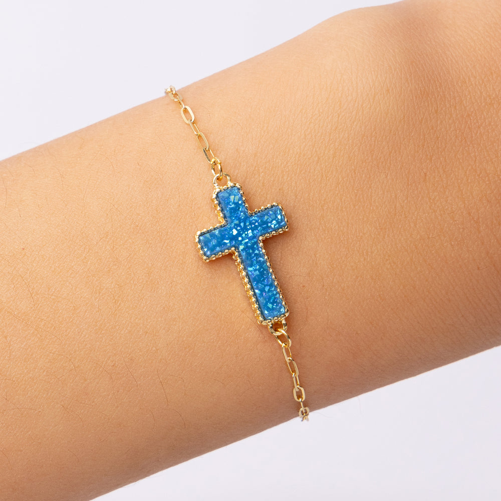 Jordyn Cross Bracelet (Blue)