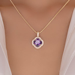 Gold Crystal Steffy Necklace (Purple)