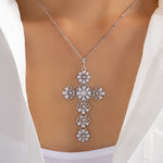 Silver Oakley Pearl  Cross Necklace