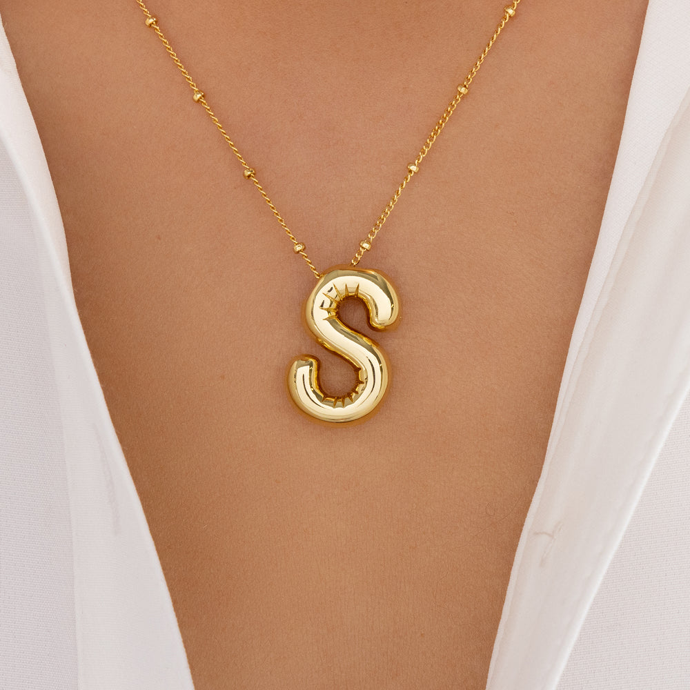 Letter Necklace Gold S Necklace Charm Bubble Letter Pendant
