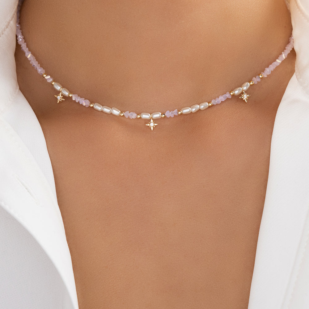 Amelia Star Necklace (Pink)