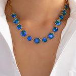 Iridescent Crystal Necklace (Blue)